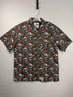 Zero Foxtrot Short-Sleeve Skull & Rose Print Button-Down Shirt